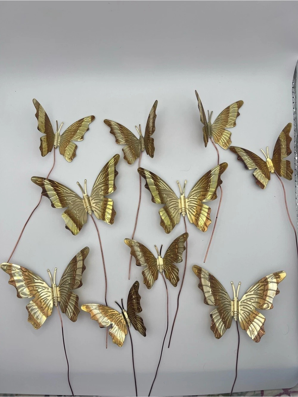 Gold Butterfly Wall Decor Set Vintage Home Interior brass copper-toned 3D metal